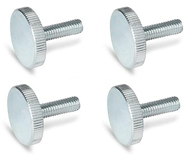 Ganter Normelemente Tornillos moleteados planos | tornillos moleteados (forma baja) | DIN 653-M5-20-ZB | 4 unidades | acero galvanizado | Rosca: M5 x 20