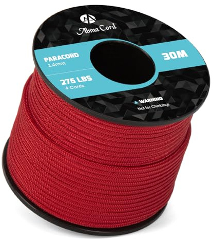 Abma Cord Paracord 275 Nylon Seil 2,4mm 30m Schnur mit 4 Kern | Max 125kg (275lbs), Basteln, Camping, Survival