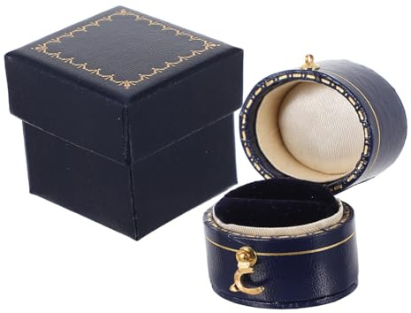 Holibanna 1Pc Boîte Boîte À Bijoux Vintage Anneau Ovale De Rangement De Bijoux Support De Bague Porte-Anneau Pour x Rétro À Bagues En Cuir Portable Exquis Étui À es