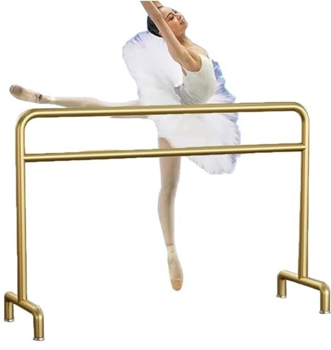 HamoM Ballettstange Goldene doppellagige einfache Ballettstange, Mobile Beinpresse aus Metall, geeignet für Heimtanzstudioschulen (Color : Gold, Size : 1.8M/5.9FT)