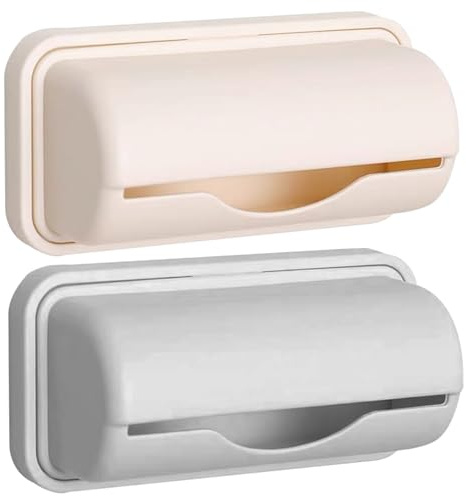 Support De Rouleau De Distributeur De Sac Poubelle 2 Pièces Support De Sac En Plastique De Cuisine Sans Poinçon Organisateur De Sac Poubelle Mural Sous L'évier Pour Armoire De Cuisine Support De Sac