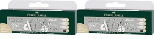 Faber-Castell 167151 - Tuschestift Pitt Artist Pen Black and White, 4er Set (Packung mit 2)