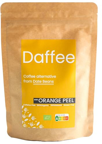 Daffee Date Seed Coffee with Orange Peels – Caffeine Free Coffee Alternative & Coffee Substitute, Ground Date Seeds, 125g