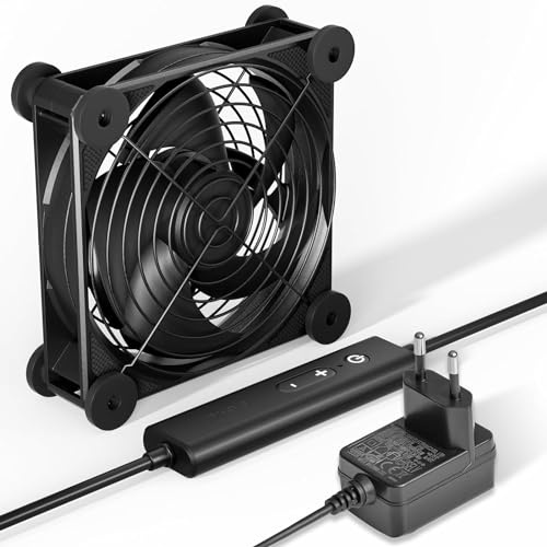 upHere Ventilateur Gaming PC 120mm Ultra Silencieux avec Contrôleur de Vitesse, AC 12V Double Roller Ball, Cinq Réglable, pour PC/Playstation/TV Box, 1PCS (U2DC1-1)