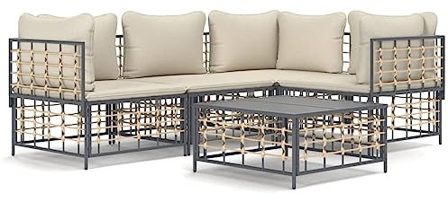 Makastle Gartenmöbel-Set Gartenlounge Sofa Outdoor Sitzgruppe Garten Lounge Set Balkon Sofa Polyrattan Gartensofa Balkonmöbel, Outdoor Lounge Sessel, Anthrazit