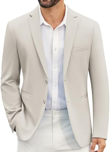 COOFANDY Herrblazer för fritid, med 2 knappar, ståndkrage, normal passform, Ljusgrå, XXL