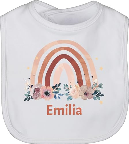 Geschenk mit Namen personalisiert by Shirtracer - Baby Lätzchen - Boho - Geschenk Regenbogen mit Name personalisiert I Rainbow