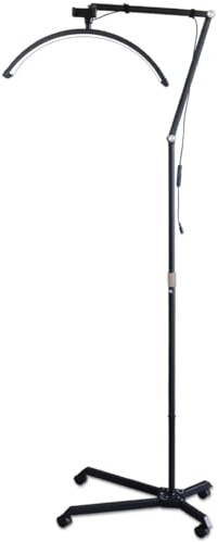 Lampada LED a mezzaluna Beauty Light Estensione ciglia doppia temperatura colore 4 ruote braccio alluminio