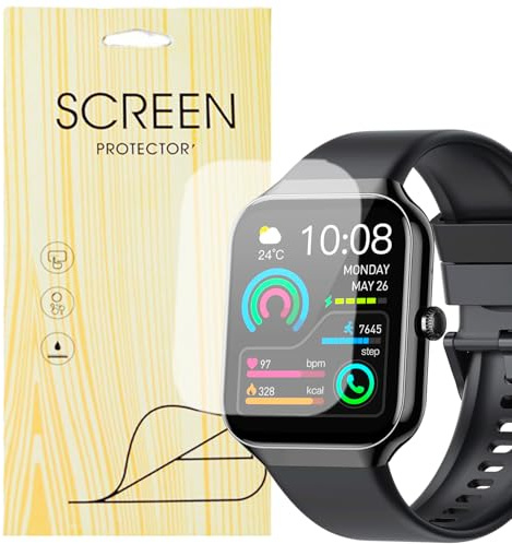 MBROS Compatibile per [6 Pezzo Protettive] Morbido Pellicola protettive per display Compatibile per Jugeman Smartwatch Orologio Intelligente Uomo Donna 1.96 P99 (6 Pezzo Protettive)