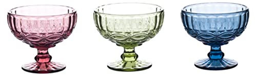 SHOWERORO Luxus-eisschalen-set Aus Glas Mit Blumenmuster Salat- Und Dessertschale