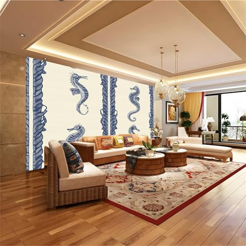 Papiers peints 300 x 210 cm Revêtement mural décoration pour chambre salon Marineblaue und weiße Streifen Design unique et moderne panoramique Murale 3D Blau