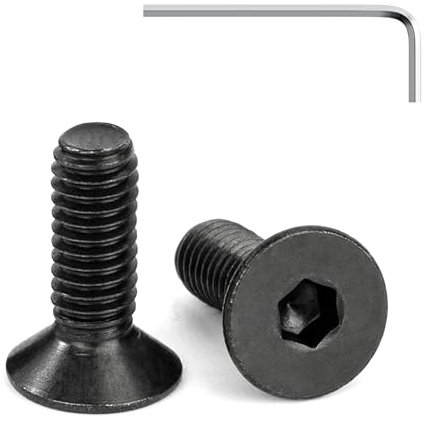 Tunejoy Tornillos de Cabeza Avellanada M4 x 12 mm Negro Tornillo Avellanado Hexagonal de Acero Inoxidable A2 V2A Norma DIN 7991 con llave Allen Rosca Completa 20 Piezas