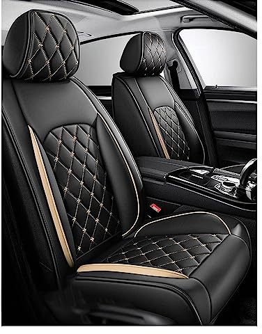 ALKANI Universal-Sitzbezug Komplett-Set Für Dacia Duster 3 2024 2025, Schonbezüge für die Vordersitze & Rückbank | Auto Sitzbezüge Airbag Geeignet | Wasserdichter Seasons 5-Sitzer(C(Gold))