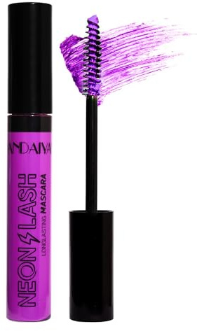 Mascaras fluorescentes moradas y coloridas, maquillaje de larga duración, para pestañas de ojos, resistente al agua, larga duración, maquillaje vegano sin crueldad