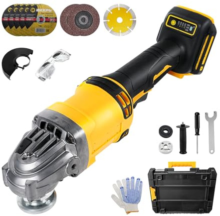 Cordless Angle Grinder for Dewalt 18V/20V Battery, 10000 RPM Brushless Angle Grinder for 125 mm Wheels, 3 Variable Speeds Grinders for Grinding Cutting Polishing (Tool Only)