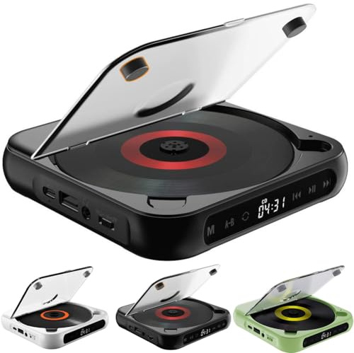 Lecteur CD Portable avec Bluetooth 5.3, Rechargeable pour la Maison, la Voiture et Les Voyages, Son Hi-FI, Compatible CD/CD-R/CD-RW/MP3 | Lecteur de Musique Compact et léger (Black)