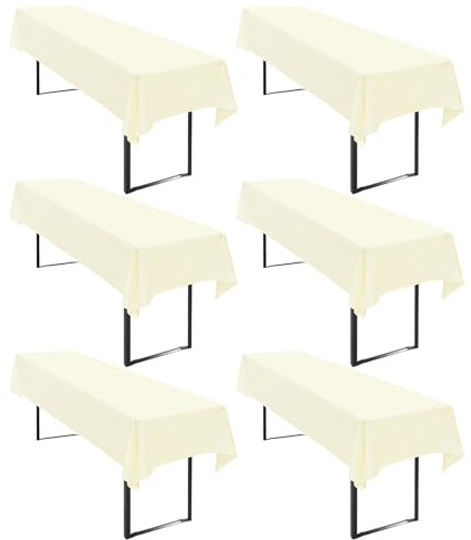 6 Stück Tischdecke Bierzeltgarnitur 110 x 260cm Beige Biertischdecke für 50-70 cm Tischbreite, Polyester Premium Wiederverwendbar Biertisch Tischdecken für Biertischgarnitur