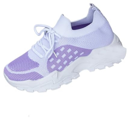 Zapatos de mujer, zapatos para caminar, transpirables, ligeros, zapatos deportivos al aire libre, todas las estaciones, malla fina transpirable gruesa, deporte, zapatos casuales para mujer, morado, 38