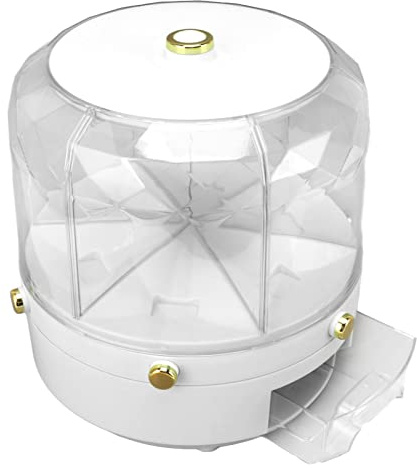 ZAWELIYO Rotating Grains Storage Box 6KG 360 Degree Rotating Rice Dispenser for Kitchen Organization and Convenience (White)