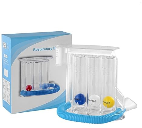 Entrenador de respiración pulmonar, sistema de entrenamiento respiratorio de 3 cámaras, problemas respiratorios, eficaz entrenamiento pulmonar y técnica de respiración, dispositivo de ejercicio para