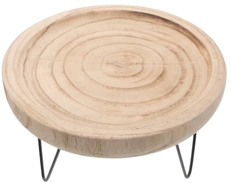 Toyvian Plateau Rond en Bois avec Piédestal Métal 3 Pieds Plateau de Rangement Décoratif pour Bijoux et Bougies Chauffe-Plat pour Salle de Bain et Salon Usage Multifonction Dimensions