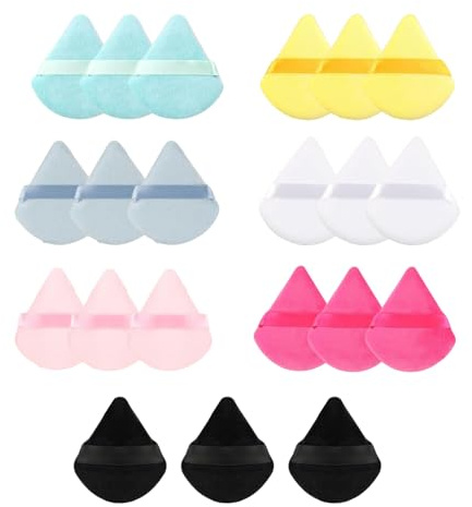 21 Stück Powder Puffs, Dreieck Makeup Puderquaste, Dreieck Make Up Schwämmchen, Make-up Powder Puff, Gesicht Puderquaste, Plüsch-Puderschwamm für Lose Puder und Flüssige Kosmetik
