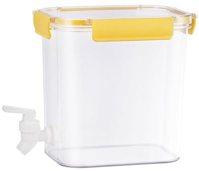 3.5L Wasserspender, Getränkespender Mit Zapfhahn, Tropffreier Zapfhahn, BPA freier Getränkespender, Unzerbrechlich Wasserspender Kunststoff Wasserspenders für Limonade, Saft, Wasser, Getränke,Gelb