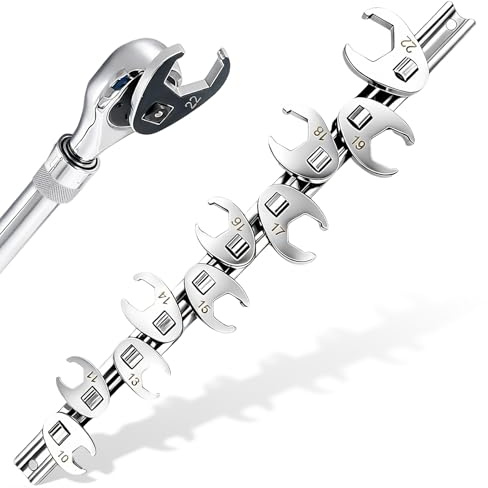 TTYSHIP® 10-Teiliges Metrisches Hahnenfußschlüssel-Set, 3/8 Zoll | Krähenfußschlüssel, Mit Aufbewahrungsschiene, Metrische Größen 10-22 mm