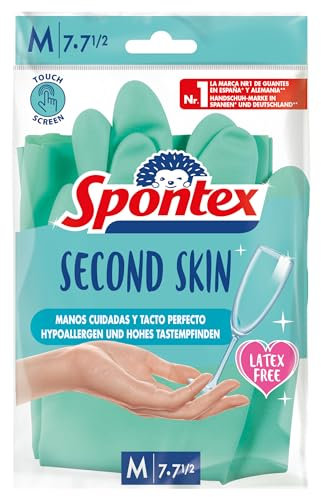 Spontex Second Skin, latexfreie Haushaltshandschuhe aus Nitril-Mix, mit Touchscreen-Technologie, Größe M/7-7,5, 1 Paar