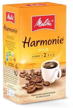 Melitta Harmonie Mild Filter-Kaffee 500g, gemahlen, Pulver für Filterkaffeemaschinen, milde Röstung, geröstet in Deutschland