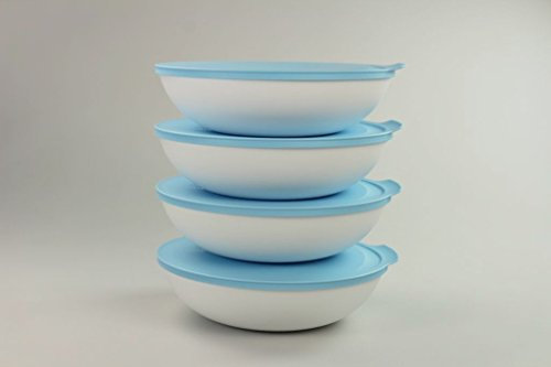 TUPPERWARE Allegra 1,5 L weiß hellblau Schüssel servieren (4) Servierschale P 24131