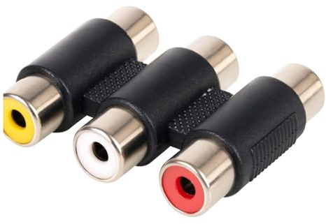 Aukson H60S 3RCA Cinch Adapter Stecker auf Buchse – AV Audio Video Verteiler, 3-Fach RCA Phono Kupplung, CinchVerlängerung für TV, DVD, Verstärker, Heimkino, Stereoanlage, Composite-Kabel Verbindung