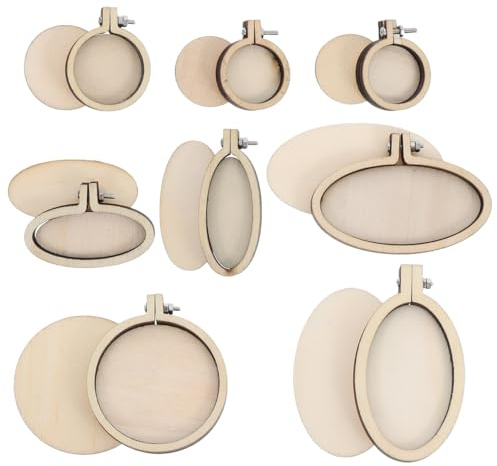 Healifty Kreuzstich-Befestigungsrahmen 8 Stück Mini Holzstickrahmen Rund Oval Diy Stickerei Zubehör Für Handarbeiten Und Dekorationen
