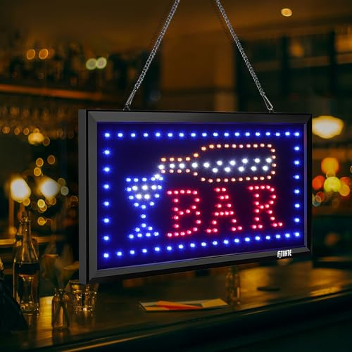 FITNATE LED Bar Sign,48.5x25.5cm Business Bar Signs Advertisement Board Electric Display Sign, with 2 Modes Flashing & Steady Light for Bars, Business, Walls, Window, Shop,Hotel