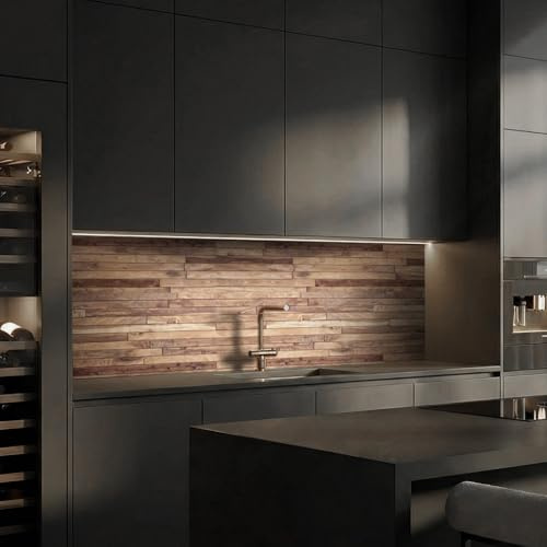Dedeco köksbakvägg Motiv: Trä V1, 5 mm hårdplast plastplatta PVC som stänkskydd köksvägg väggskydd vattentät, inklusive UV-lack glänsande, alla underlag, 240 x 60 cm