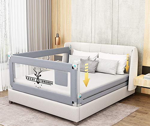 Bettgitter für Kleinkinder, extralang, schwingend, Babybettschutz, klappbar, Kinderschutzgitter mit Y-Gurt für Doppelbett, King-Size-Bett (1 Seite 200 cm L)