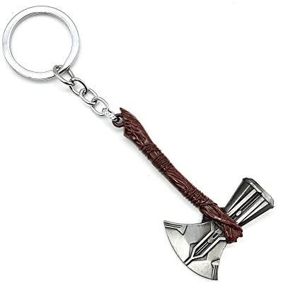 LizMatech Stormbreaker Porte-clés avec hache de Thor et pas marteau Mjolnir, Tête de hache argentée, S