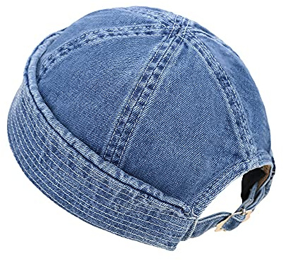 HUIYAO Vintage Denim Beanie Hat Docker Cap für Männer Frauen, Mode Freizeit Stickerei Brimless Hat Harbour Caps Verstellbar