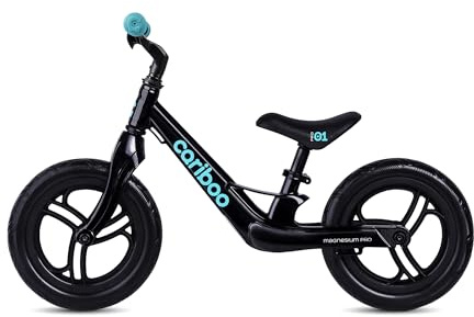 Cariboo Magnesium Pro Laufrad 12 Zoll ab 2 Jahre, Ultraleicht | Magnesiumrahmen, bis 30 kg belastbar, höhenverstellbarer Sattel, schnelle Montage, Jungen und Mädchen