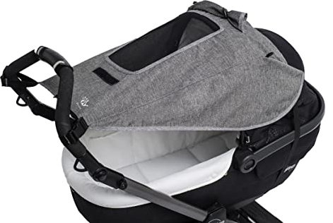 Altabebe Sonnensegel (AL7014-33) für Kinderwagen mit UV Schutz 50+, Wasserabweisend, doppeltbeschichteter Stoff mit Sichtfenster und extra breite Schattenflügel, Farbe: melange hellgrau