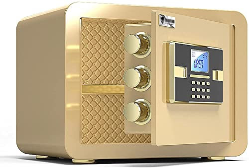 Tresor Safe Feuerfester Elektronischer Passwort Tresor,Stahl Sicherheitsbox,Kleine Mini Aufbewahrungsschränke Für Zuhause,Unsichtbarer Mit Diebstahlwarnanlage ( Farbe : Gold , Größe : 35X25X25Cm )