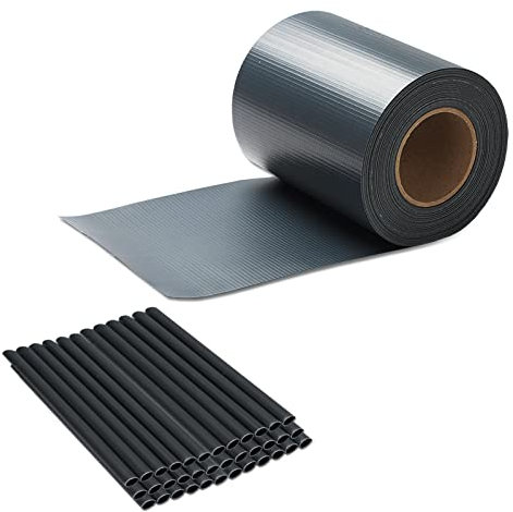 Lospitch 8X PVC Sichtschutzstreifen, 280m x 19cm Windschutz & UV-bestädig Sichtschutzfolie inkl. 240 Befestigungsclips, perfekt für Doppelstab Mattenzaun, Anthrazit