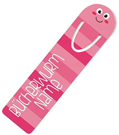 Striefchen® Lesezeichen mit Namen aus Metall/Geschenkidee Einschulung Rosa