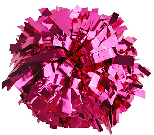GUIFIER 2 Stücke 6 Zoll Cheerleader Pompons mit Schlagstockgriff, Metallic Cheerleading Pom Poms Handblume, Tanz Pompoms Cheerleader Kinder Cheers Balls, Cheerleader Puschel Teamgeist