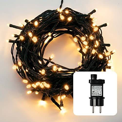 hellum LED Lichterkette Außen oder Innen, Lichterkette Warmweiß klassisch mit Timer, strombetrieben mit 400 LED < 59 lm, Weihnachtsbaumbeleuchtung mit Kabel in Grün 578928