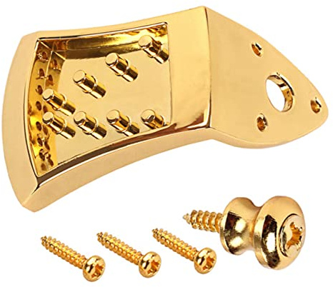 Vaguelly Mandolinen Saitenhalter Dreieck für 8-saitige Mandoline Goldfarbener Metall Brückenhalter aus Zinklegierung Mandolinenzubehör für Streichinstrumente