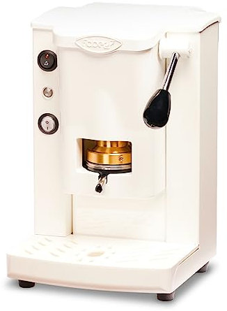 FABER COFFEE MACHINES | Modello Piccola Slot | Macchina caffe a cialde ese 44mm | Colore Bianco plastiche Bianco | Pressacialda in ottone