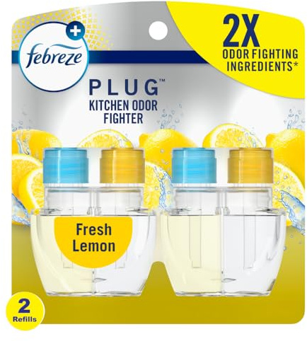 Febreze Plug In Air Freshener, Odor-Fighting Scented Oil Refill, Kitchen Odor Fighter, 2 Refills