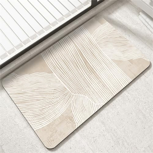 Badematte Rutschfester Badezimmerteppich Groß, Super Absorbierende Bodenmatte, Schnell Trocknend Badematten, Badteppich Rutschfest Badematte SaugfäHige Badvorleger Badezimmermatte Beige, 100x160cm