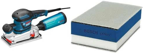 Bosch Professional GSS 280 AVE Schwingschleifer, Schleiffäche: 257,64 qcm, 350-W-Motor, Microfilter Box, Karton, 1 Stück, 0601292902 + 1x Expert Dual Density Handschleifblock